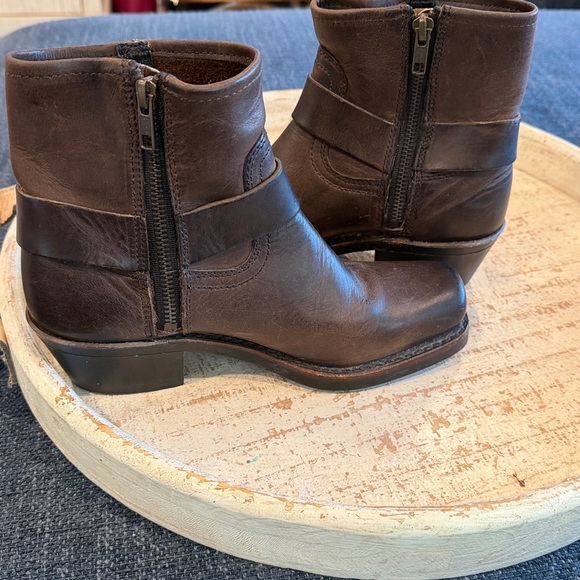 Frye Dark Brown Leather Buckle Boots - Picture 9 of 13